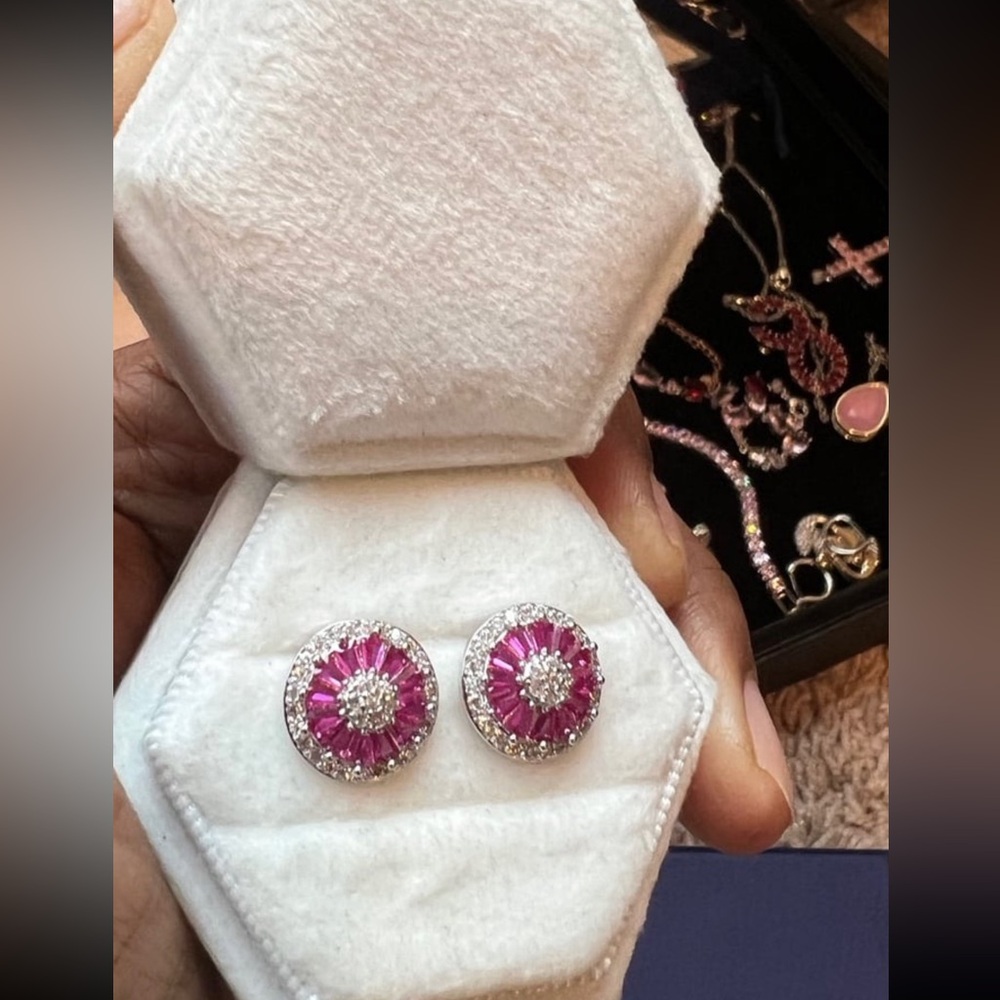 Sterling Silver Ruby Crystal Studs With Swarovski… - image 6